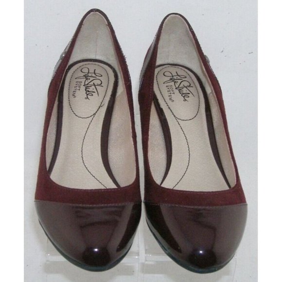 Lifestride Dreams burgundy man made almond toe slip on wedge heels 8M 38 - Picture 4 of 10